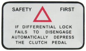 SAFETY DIFF LOCK DECAL